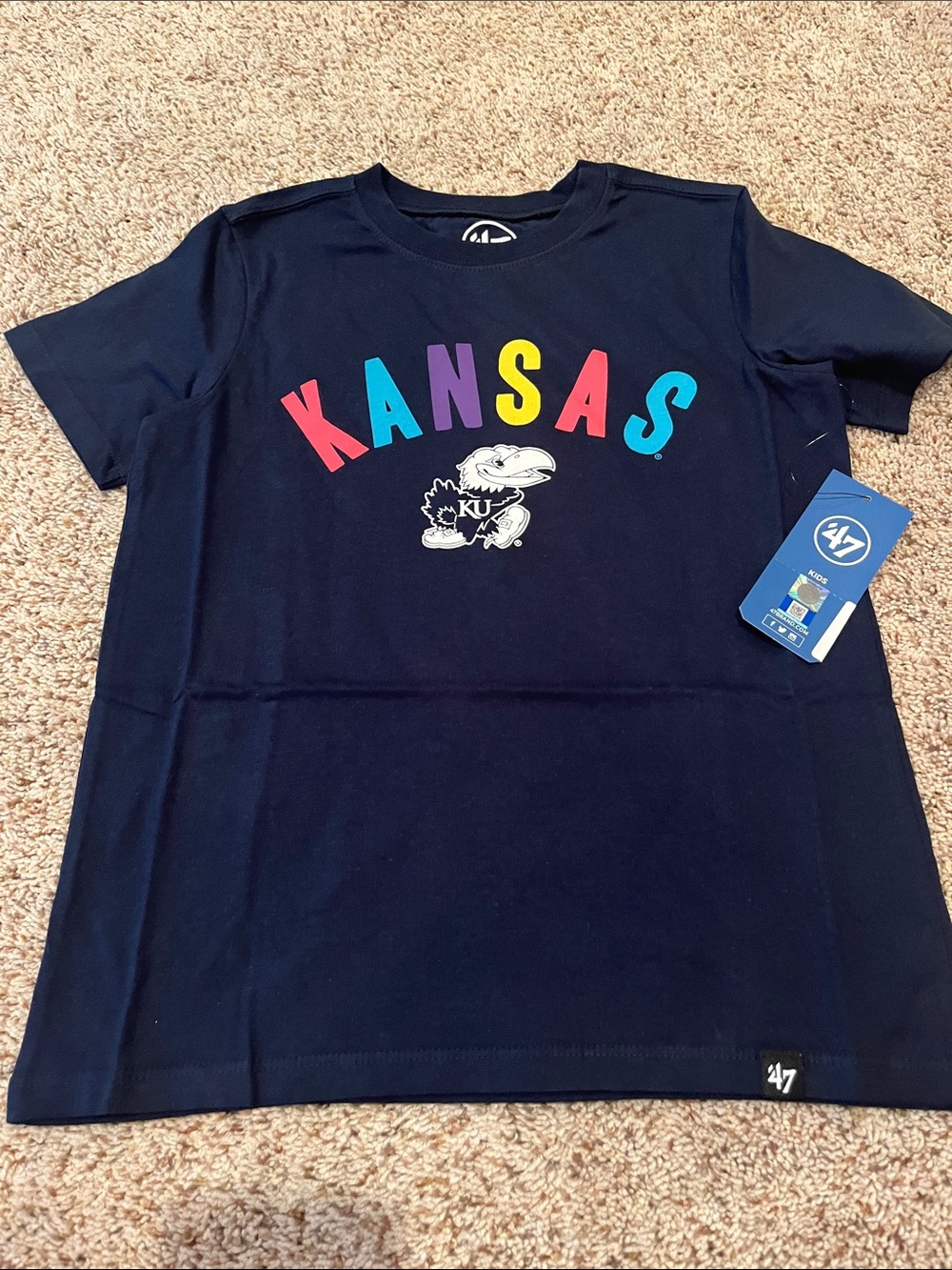 47 Kids Navy Kansas Rainbow Logo Tee